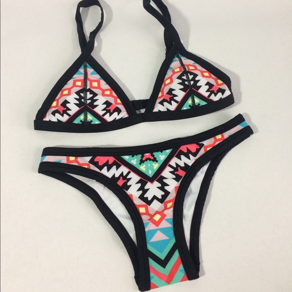 Aztec print two pieces swimsuit
